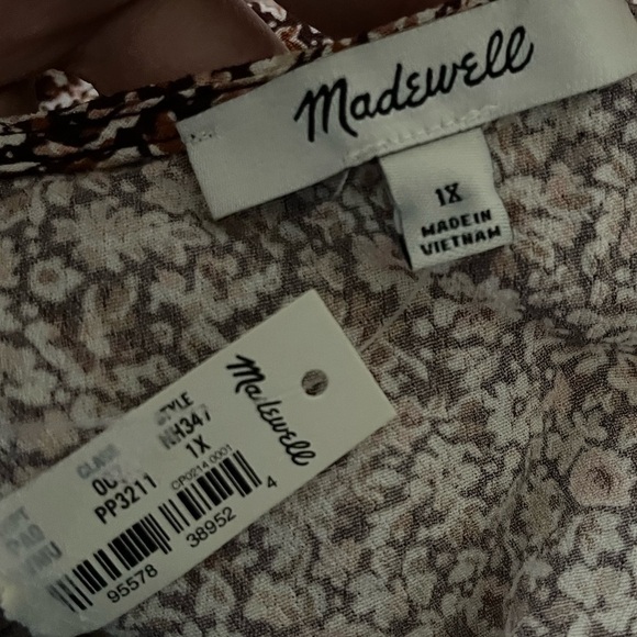 MADEWELL Floral Burgundy Wrap Tie Front Long Sleeve Top 1X - Picture 10 of 10